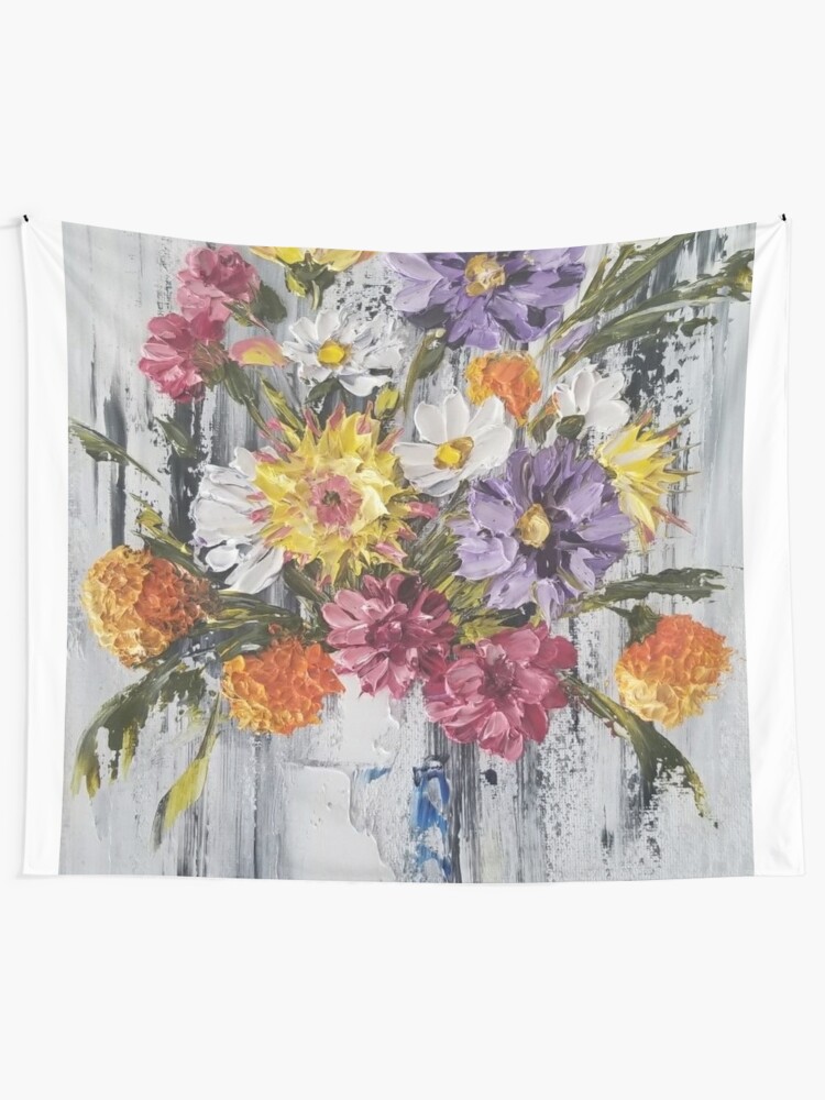 Schoner Blumenstrauss Landhausblumen Bunte Blumen Hauschendekor Abstrakte Blumen Moderne Blumen Wandbehang Von Roxanegabriel Redbubble