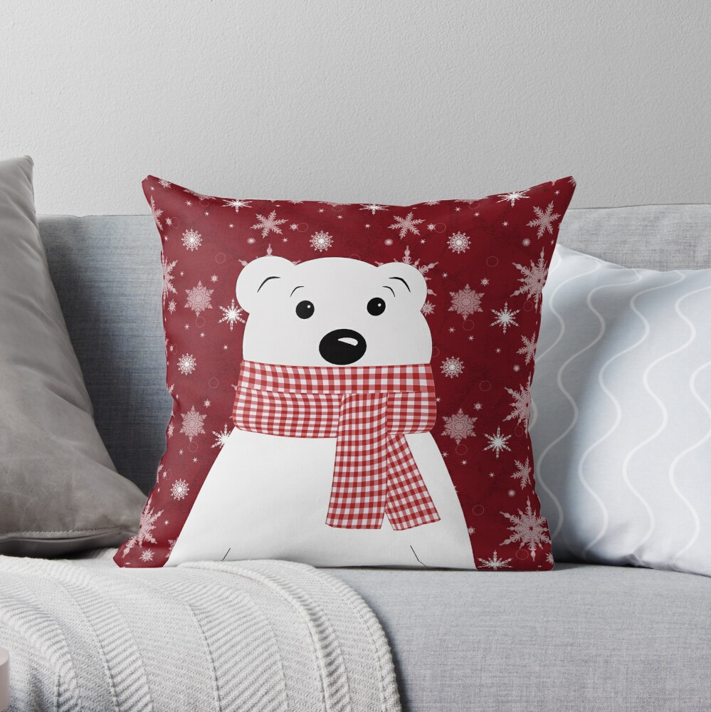 polar bear christmas pillow