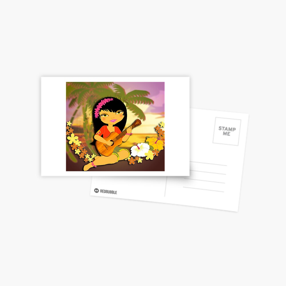TropoGirl - Hula Dancer Ukulele Postcard