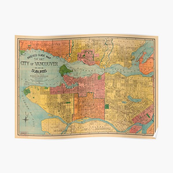 Indexed guide map of the city of Vancouver and suburbs Poster