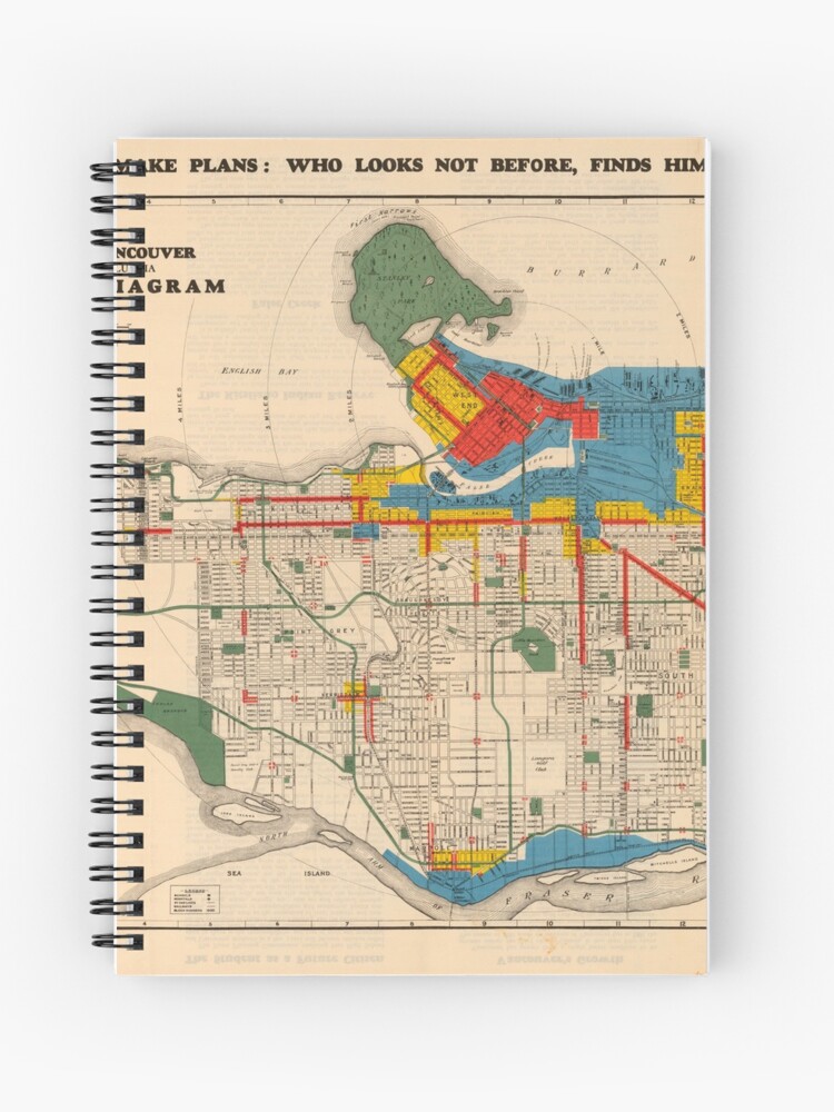 City Of Vancouver British Columbia Zoning Diagram 1931 Spiral Notebook By Fovca Redbubble