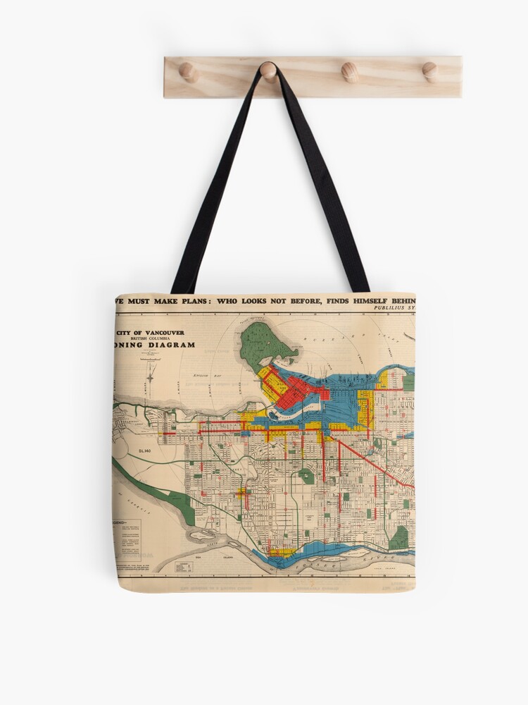 City Of Vancouver British Columbia Zoning Diagram 1931 Tote Bag By Fovca Redbubble