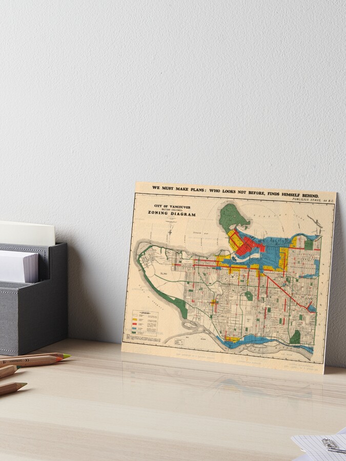 City Of Vancouver British Columbia Zoning Diagram 1931 Art Board Print By Fovca Redbubble