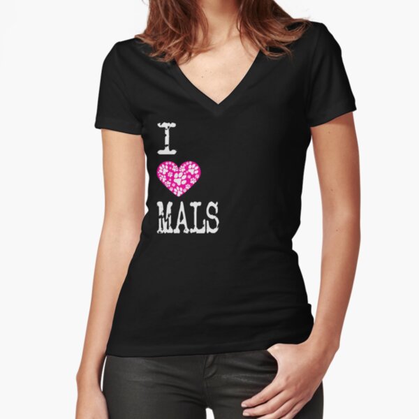 I Heart Mals | Love Alaskan Malamute Dog Breeds Fitted V-Neck T-Shirt