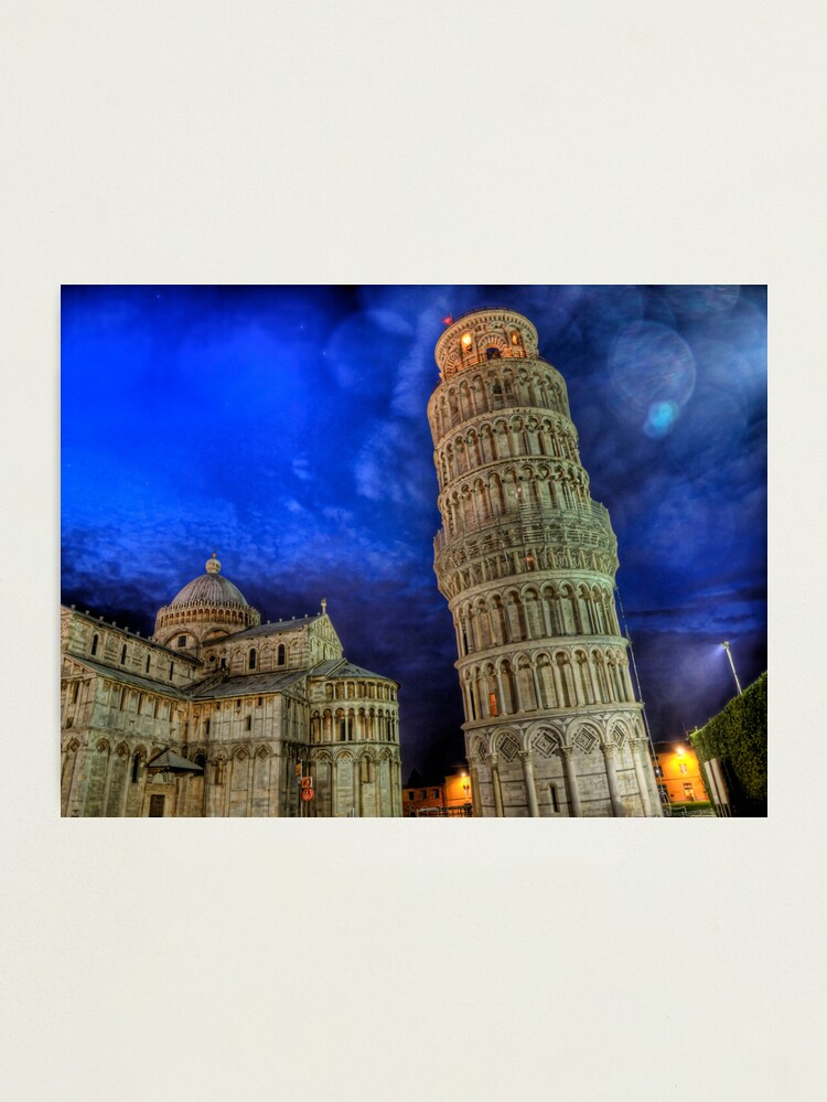 Alternate view of Leaning Tower of Pisa - at Night Photographic Print