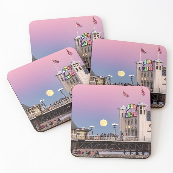 Item preview, Harvest Moon rising over the Brighton Palace Pier designed and sold by chuckirina.