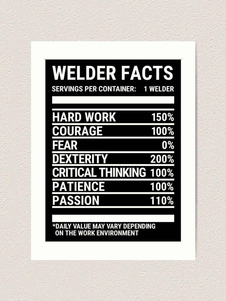 Welder Nutrition Facts T-Shirt - Funny Welder Shirt