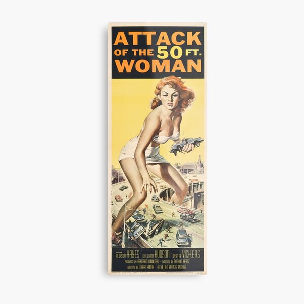 Attack Of The 50 Foot (ft.) Woman - Vintage Poster, Retro Design Metal Print