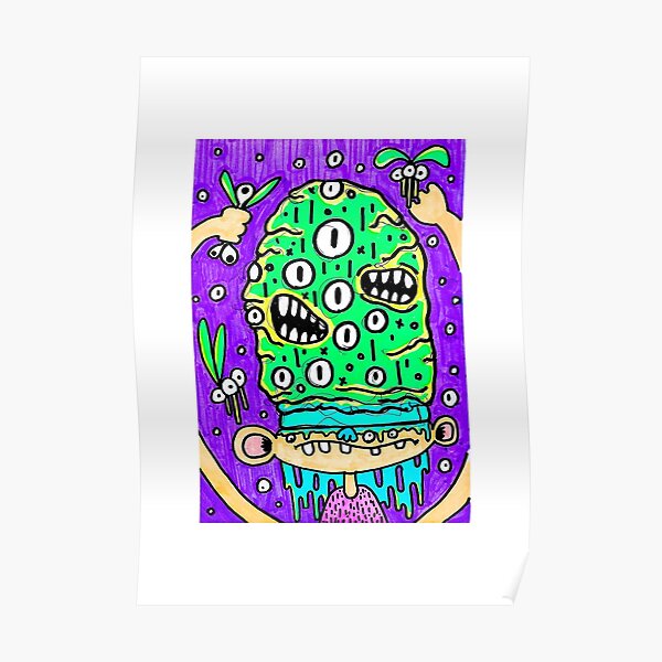 Highlighters Markers Art - Neon UV Light - monster hat Poster Poster