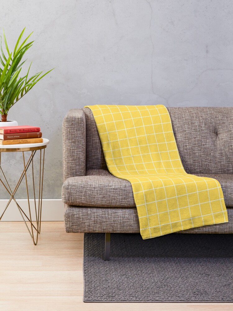 White Grid On Mustard Yellow Throw Blanket By Rewstudio Redbubble