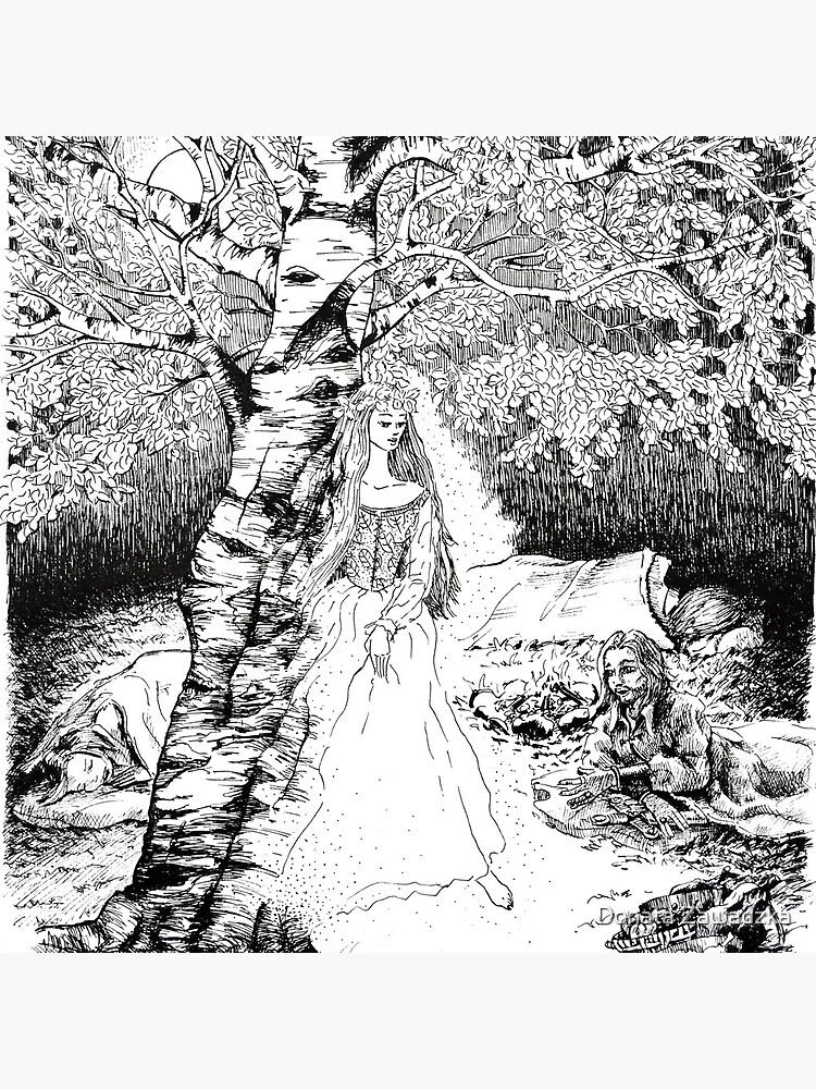 The Birch Maiden- ink illustration by donattien