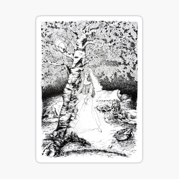 Item preview, The Birch Maiden - ink illustration designed and sold by Donata Zawadzka.