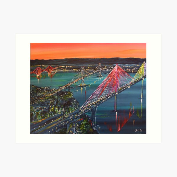 Bright Lights Queensferry Crossing Forth Bridge Photographic Print