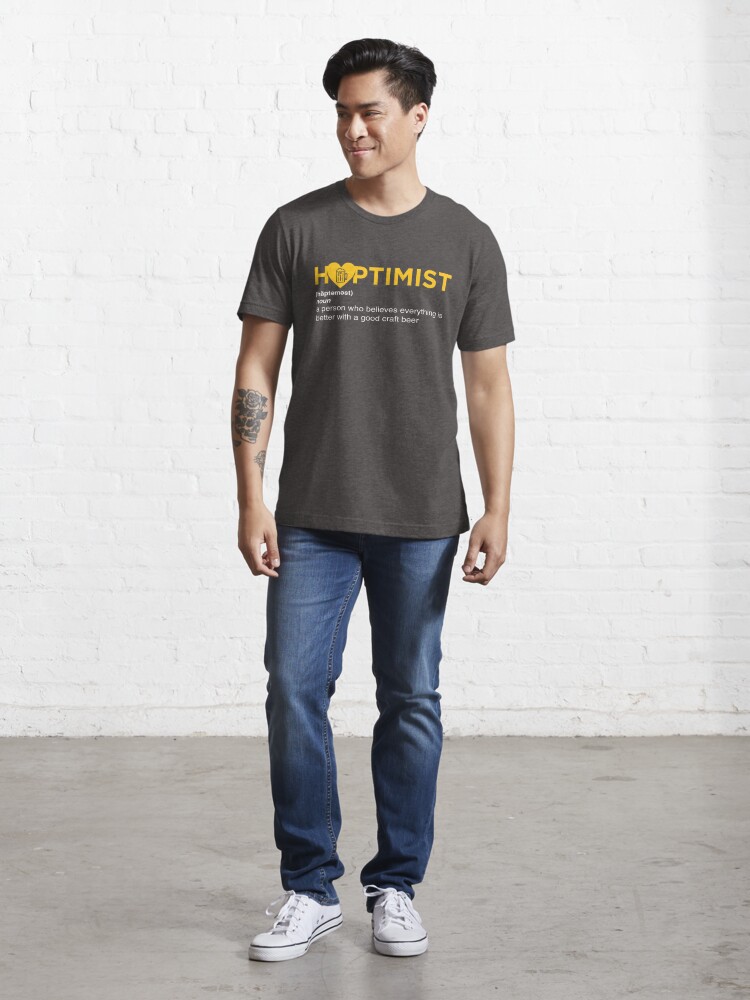  HOPTIMIST Definition Craft Beer T-Shirt : Clothing