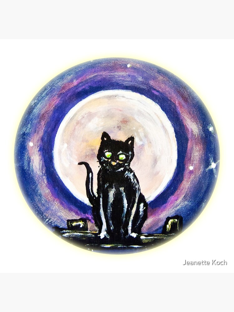 "Black Cat, Full Moon" Poster by justafriend Redbubble