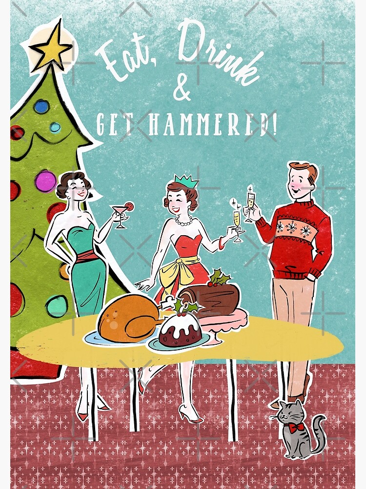 Aperçu 2 sur 2. Carte de vœux avec l'œuvre Mangez, buvez et soyez martelé! créée et vendue par MerryMakewell.