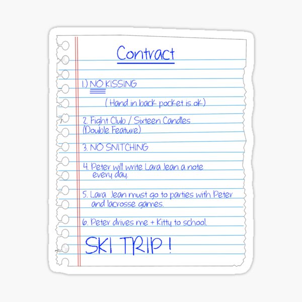 To All The Boys I've Loved Before Contract Sticker