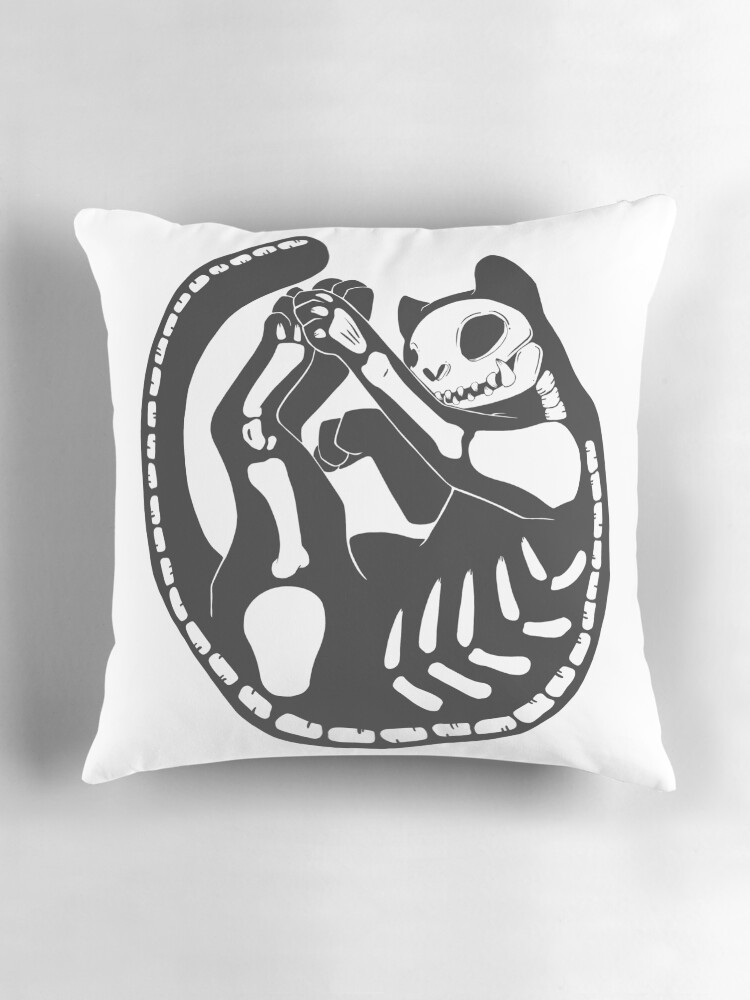 Halloween shops cat skeleton pillow