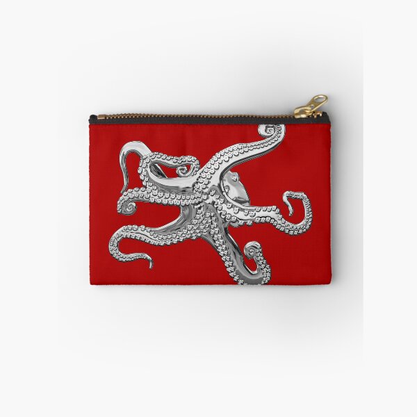 Item preview, Silver Octopus on Red Canvas designed and sold by Serge Averbukh Art Studio.