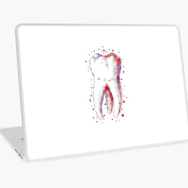 Human tooth, watercolor tooth, tooth, dental print Laptop Skin