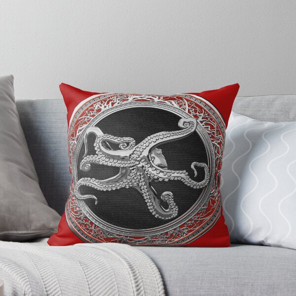 Item preview, Sacred Silver Octopus on Red Leather designed and sold by Serge Averbukh Art Studio.