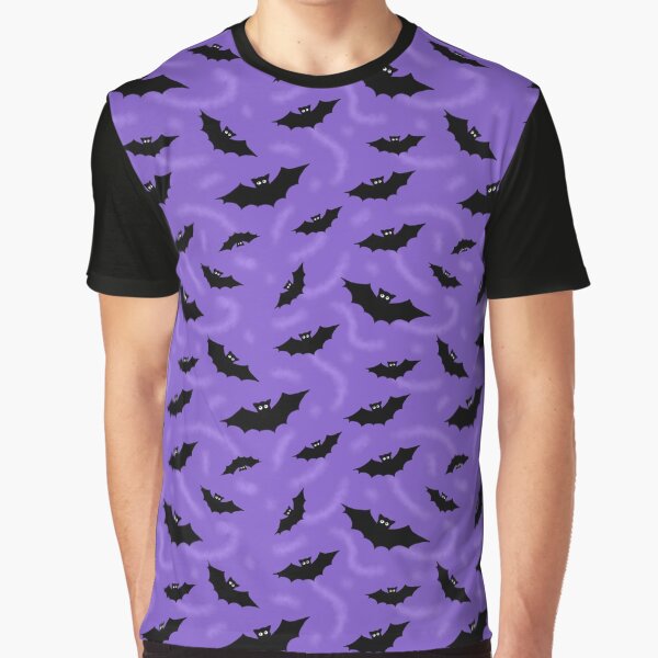 Purple Halloween Bat Night Graphic T-Shirt