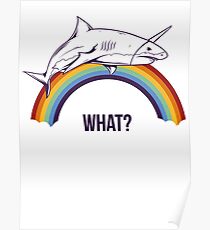 QUE? Shark Rainbow Poster