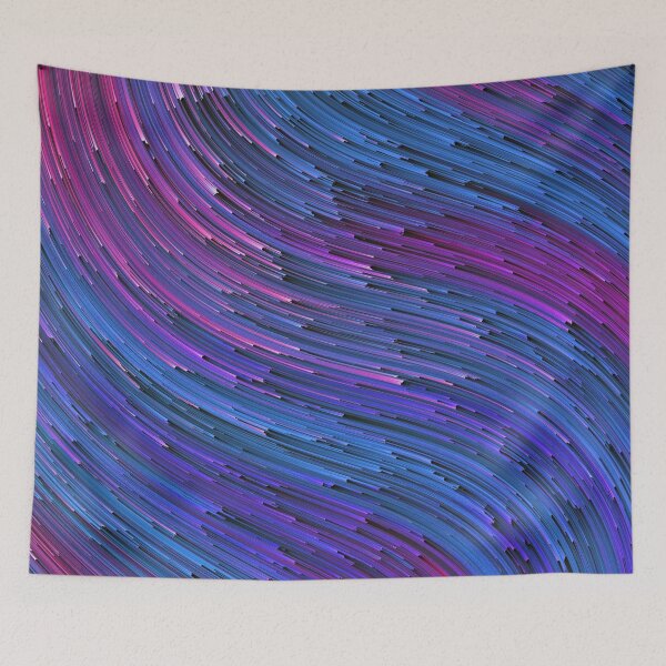 Item preview, Purple Cyan Distorted Glitch Waves - Glitch Art Print designed and sold by burning.
