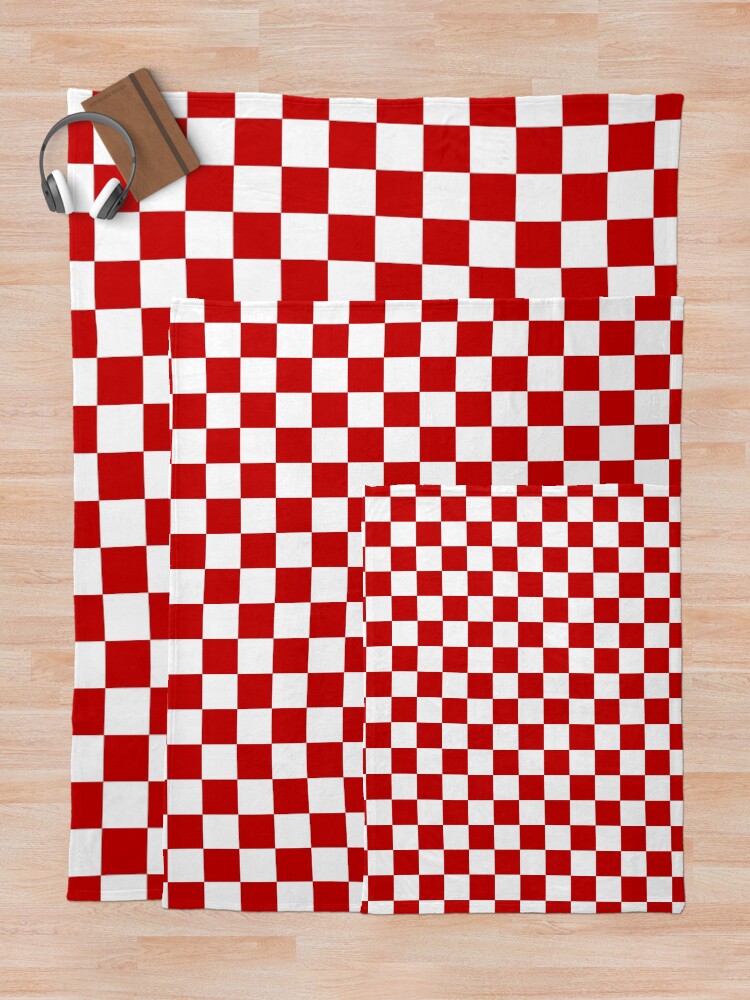 Alternate view of Cherry Red And White Checkerboard Pattern Throw Blanket