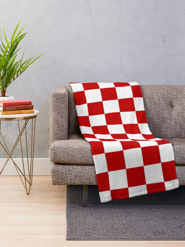 Alternate view of Cherry Red And White Checkerboard Pattern Throw Blanket