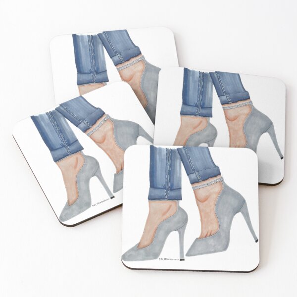 Item preview, Grey Heels with Blue denim Jean Fashion illustration Art Print  designed and sold by SMillustrations.