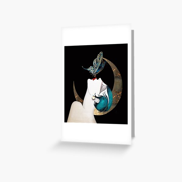 Butterfly Kiss French Art Deco Flapper Woman Remix Greeting Card