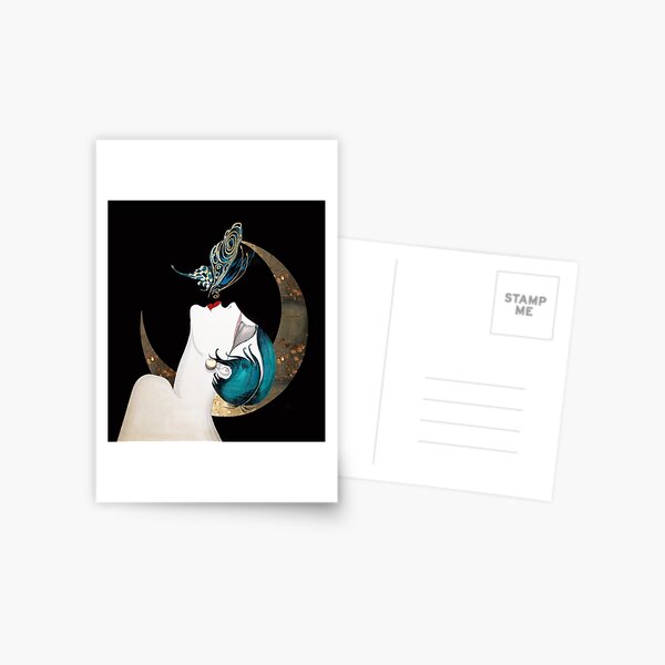 Butterfly Kiss French Art Deco Flapper Woman Remix Postcard