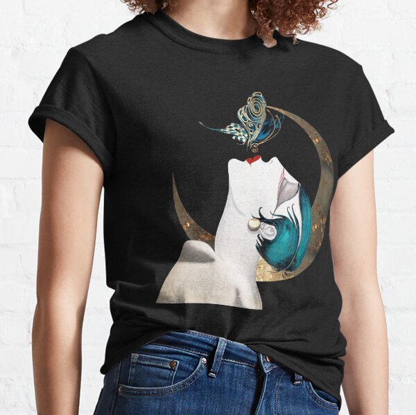 Butterfly Kiss French Art Deco Flapper Woman Remix Classic T-Shirt