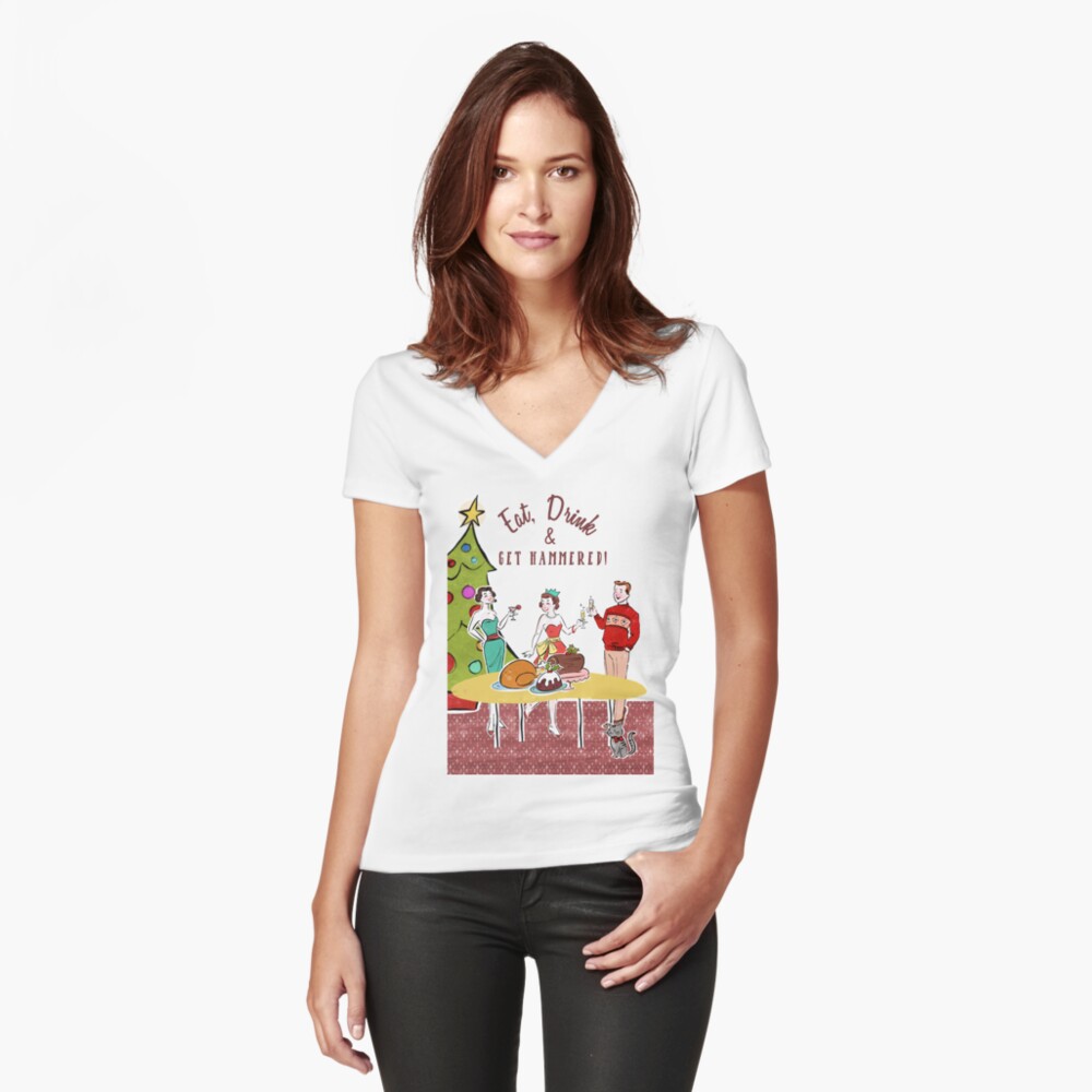 Aperçu de l'œuvre T-shirt moulant col V créée et vendue par MerryMakewell.