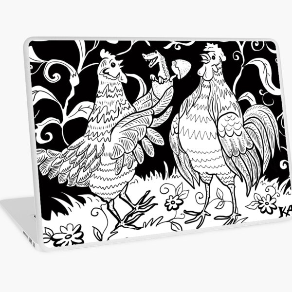 Surprise! Black and White Chickens and Egg Laptop Skin