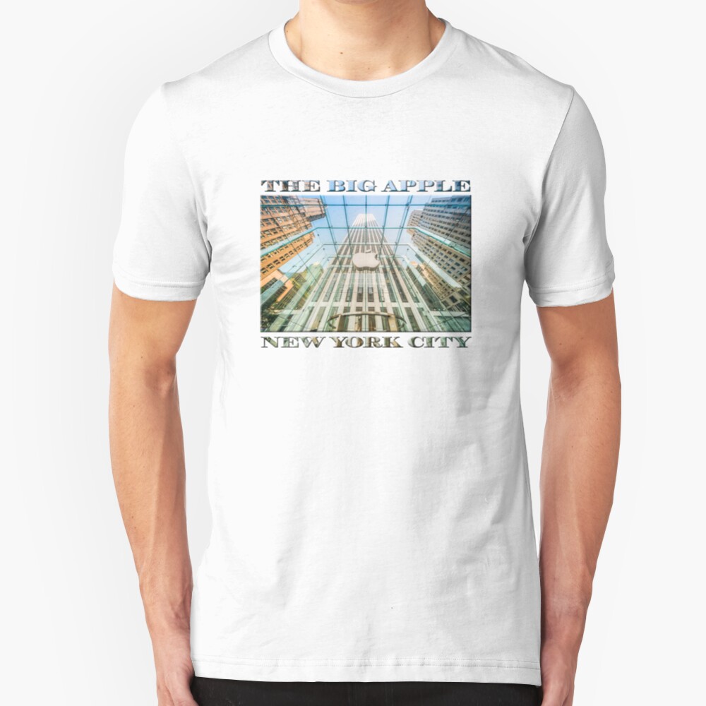 Big Apple in the Big Apple (poster on white) Slim Fit T-Shirt