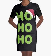 Ho Ho Ho with Santa Hat Graphic T-Shirt Dress