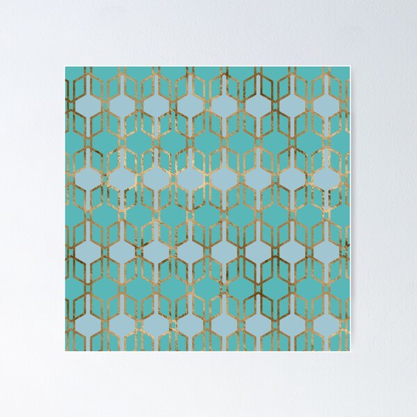 Item preview, Geometric Teal and Gold pattern N3 designed and sold by Nartissima.