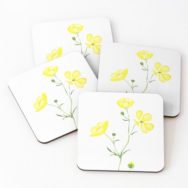 Item preview, hand painted yellow buttercup flower watercolor  designed and sold by ColorandColor.