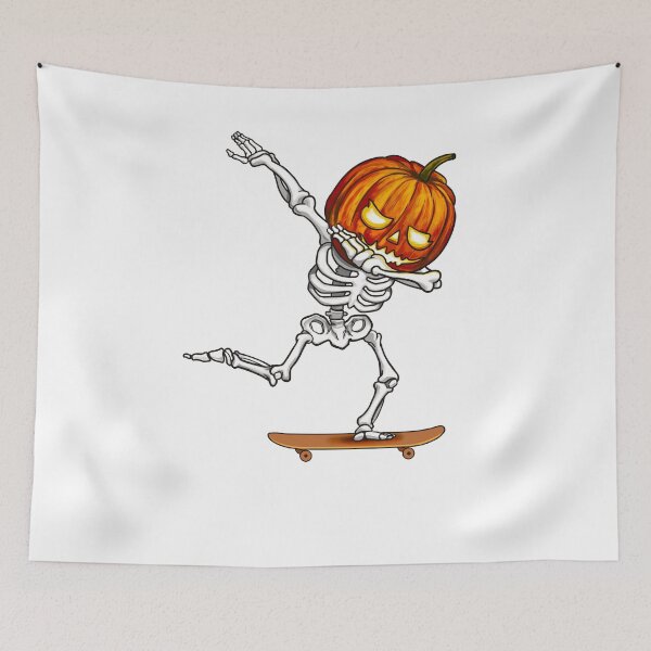 Item preview, Cute Dabbing Pumpkin Skeleton Halloween Skateboard T-Shirt designed and sold by bumbarash.