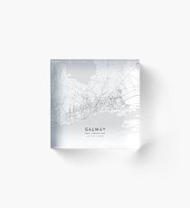 Galway, Ireland Light Map Acrylic Block