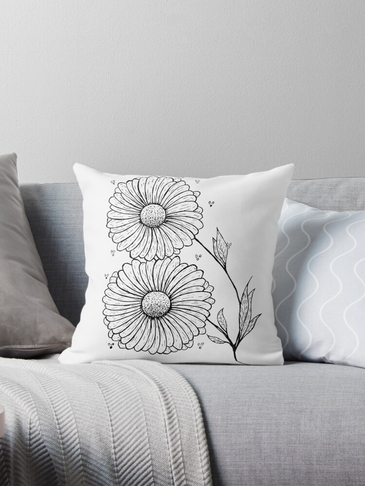 Thumbnail 1 of 4, Pillow, Spring chamomiles designed and sold by termitart.