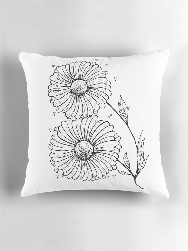 Thumbnail 3 of 4, Pillow, Spring chamomiles designed and sold by termitart.