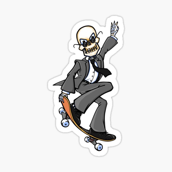 Skeleton Skateboard Design Business Suit Zombie Sticker