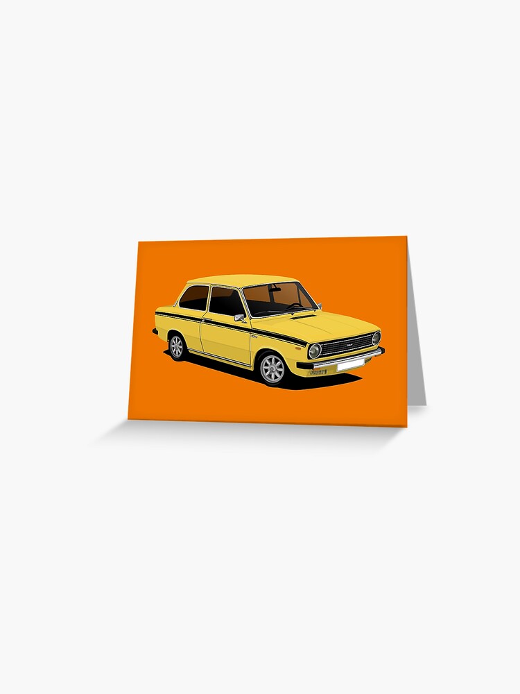 Carte De Vœux Daf 66 Berline Super Luxe Illustration De Voiture Jaune Avec Bande Noire Par Knappidesign Redbubble