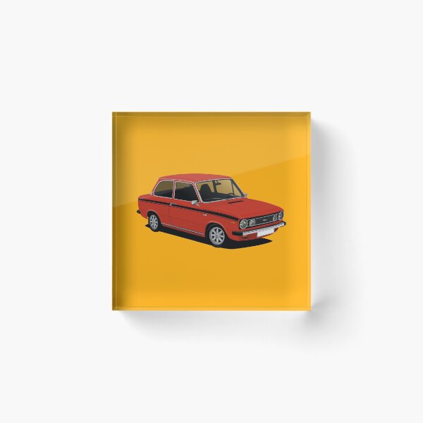Item preview, DAF 66 Marathon sedan - car illustration - red with black stripes designed and sold by knappidesign.