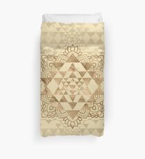 Sri Yantra / Sri Chakra Pastel Gold Duvet Cover
