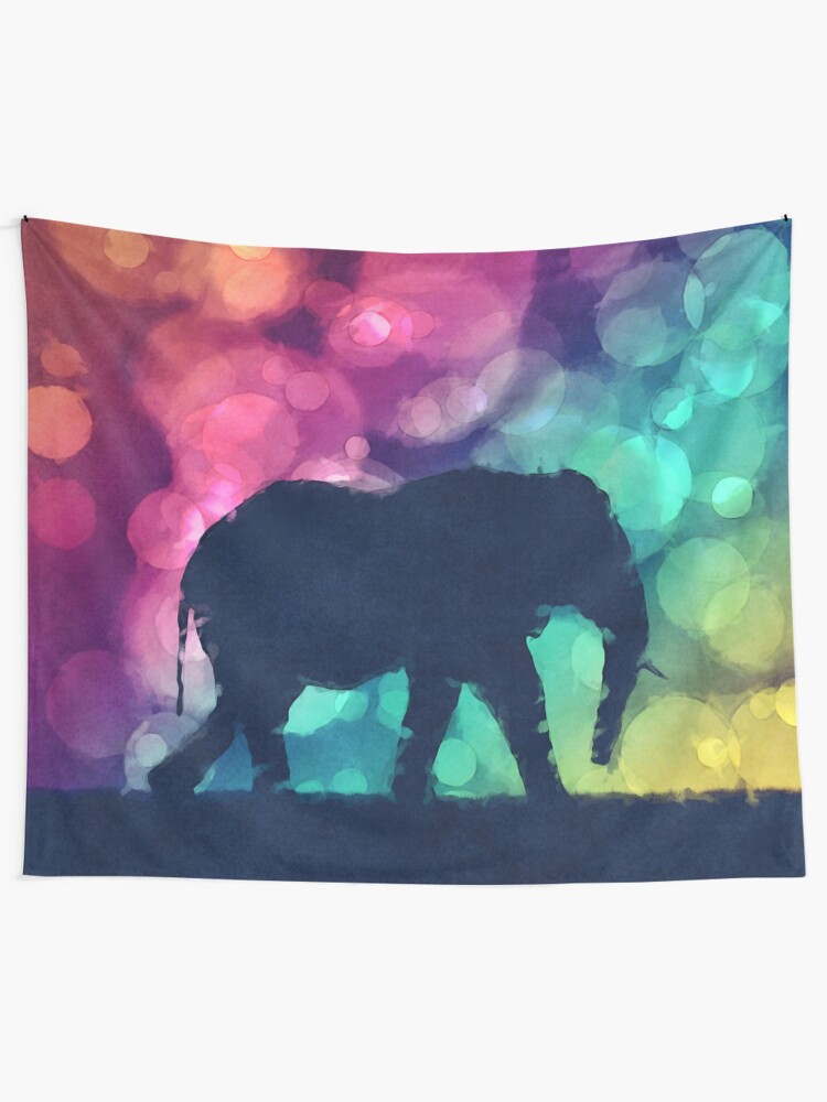 Alternate view of Pop Art Elephant Tapestry
