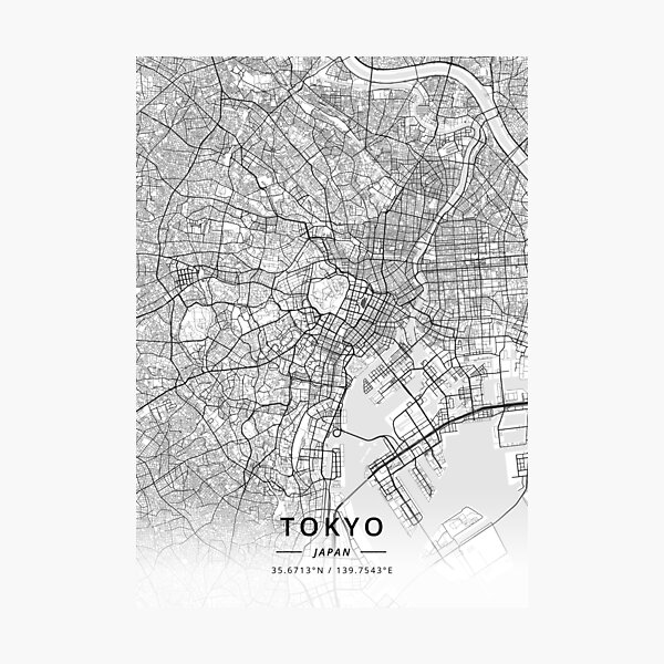 Tokyo, Japan Light Map Photographic Print